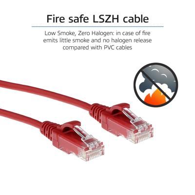 ACT DC9501 LSZH U/UTP CAT6 Datacenter Slimline Patchkabel Snagless | RJ45 Connectoren | Rood | 1 meter