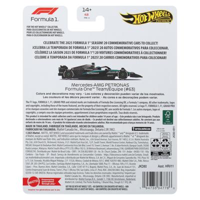 Formula 1 Hot Wheels Premium Die-Cast Vehicle 1:64 Team Mercedes Benz: Driver 1 Formula 1 Hot Wheels Premium Die-Cast Vehicle 1:64 Team Mercedes Benz: Driver 1