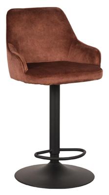LABEL51 Draaibare Barkruk 'Fender' Velvet, kleur Roest (zithoogte 64-84cm)