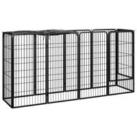 VidaXL Hondenkennel 10 panelen 50 x 100 cm gepoedercoat staal zwart - thumbnail