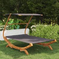 Loungebed met luifel 165x203x138 cm gebogen hout antracietkleur - thumbnail