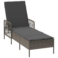Ligbed met kussen 1-persoon Grijs 157 x 55 x 92cm poly rattan - thumbnail