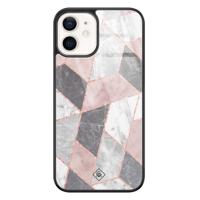 iPhone 12 glazen hardcase - Stone grid - thumbnail