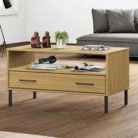 Salontafel met metalen poten OSLO 85x50x45 cm hout bruin - thumbnail