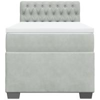 Boxspring met matras fluweel lichtgrijs 90x200 cm - thumbnail