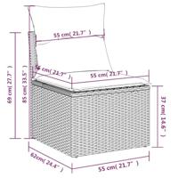 6-delige Loungeset met kussens poly rattan grijs - thumbnail