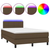 Boxspring met matras en LED stof donkerbruin 120x200 cm - thumbnail