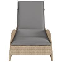 Ligbed met kussen 60x205x73 cm poly rattan beige - thumbnail