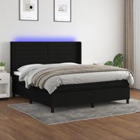 Boxspring met matras en LED stof zwart 180x200 cm - thumbnail