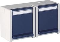 Stopcontact dubbel waterdicht IP55 met klep horizontaal - thumbnail