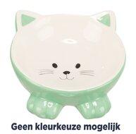 TRIXIE VOERBAK / DRINKBAK KATTENKOP VERHOOGD KERAMIEK ASSORTI 14 CM 150 ML