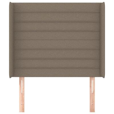 Hoofdbord met randen 147x16x118/128 cm stof taupe - thumbnail