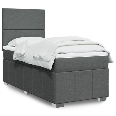 Boxspring met matras stof donkergrijs 90x190 cm