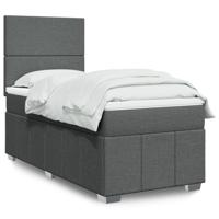 Boxspring met matras stof donkergrijs 90x190 cm - thumbnail