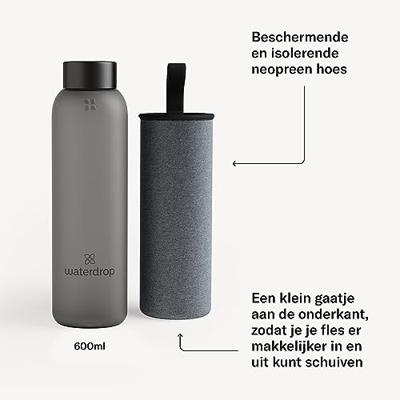Waterdrop Glass Bottle 600 ml Nero Frosted Black Stijlvol Duurzaam