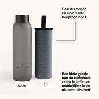 Waterdrop Glass Bottle 600 ml Nero Frosted Black Stijlvol Duurzaam - thumbnail