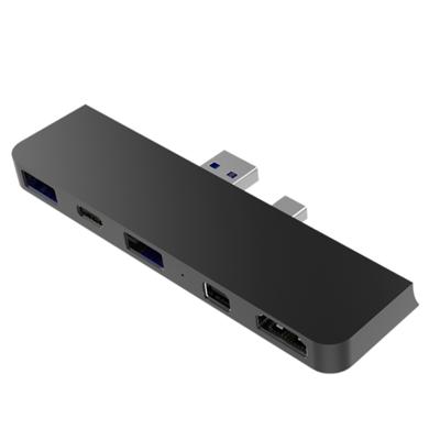 Hyper Drive - USB-C Hub voor Surface PRO - 5-in-2 voor Microsoft Surface Pro 4/5/6 - HDMI 4K60Hz, USB-C 5Gbps, 2 x USB-A, MiniDP 4K60Hz - Zwart
