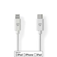 Lightning Kabel | USB 2.0 | Apple Lightning 8-Pins | USB-C Male | 480 Mbps | Vernikkeld | 1.00 m | Rond | PVC | Wit | Envelop - thumbnail