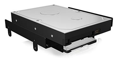 ICY BOX IB-AC652 interne inbouwframe (5,25 inch grootte) voor meerdere 2,5 inch en 3,5 inch harde schijven en SSD, staal, zwart