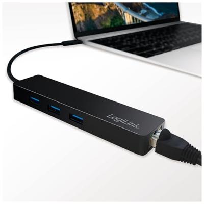 LogiLink UA0313 interface hub USB 3.2 Gen 1 (3.1 Gen 1) Type-C 5000 Mbit/s Zwart