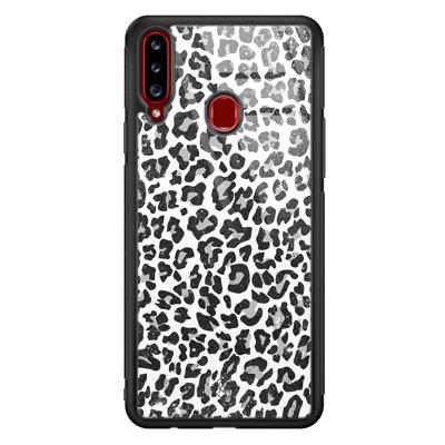 Samsung Galaxy A20s glazen hardcase - Luipaard grijs Samsung Galaxy A20s glazen hardcase - Luipaard grijs