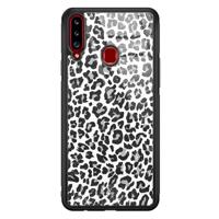 Samsung Galaxy A20s glazen hardcase - Luipaard grijs - thumbnail