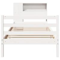 Bed met boekenkast zonder matras grenenhout wit 90x190 cm - thumbnail