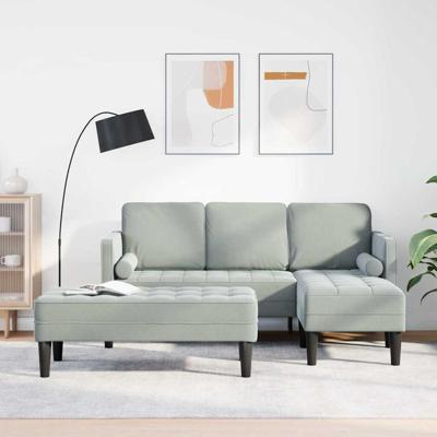Bankstel 2 pcs Lichtgrijs 173 x 131 x 67 cm Fluweel