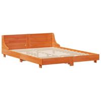 Bedframe zonder matras massief grenenhout wasbruin 160x200 cm - thumbnail