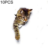10 stuks verwisselbare waterdichte Cartoon 3 D kat patroon muur sticker badkamer toilet sticker (C) - thumbnail