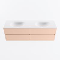 MONDIAZ VICA 160cm badmeubel onderkast Rosee 4 lades. Wastafel MOON dubbel zonder kraangat, kleur Talc. - thumbnail