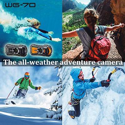 RICOH WG-70 waterdichte camera hoge resolutie beelden met 16 MP waterdicht tot 14 m schokbestendig tot valhoogte van 1,6 m onderwatermodus ring met 6 leds voor macro-opnamen, zwart