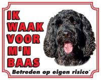 Labradoodle Waakbord - Ik waak voor mijn baas Zwart - thumbnail