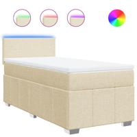 Boxspring met matras stof crèmekleurig 90x200 cm - thumbnail