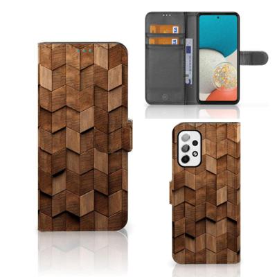 Book Style Case voor Samsung Galaxy A73 5G Wooden Cubes Book Style Case voor Samsung Galaxy A73 5G Wooden Cubes