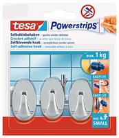 tesa POWERSTRIPS® Zelfklevende haak Small Ovaal Chroom Inhoud: 3 stuk(s) - thumbnail