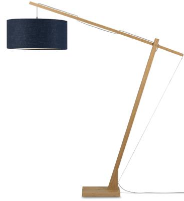 GOOD&MOJO Vloerlamp 'Montblanc' Bamboe en Eco linnen, 207cm, kleur Denimblauw