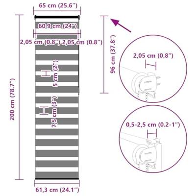 VidaXL Zebra rolgordijn 65x200 cm stofbreedte 60,9 cm zwart