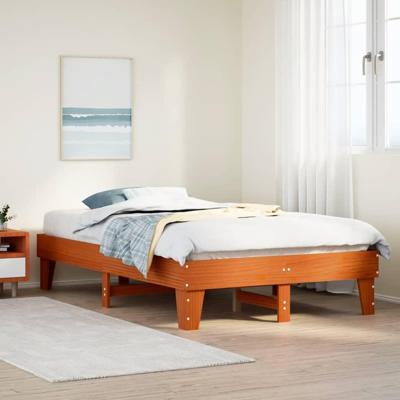 Bedframe zonder matras massief grenenhout wasbruin 120x200 cm
