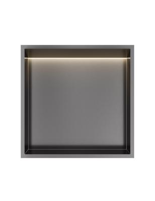 Hotbath &MORE Inbouwbox of inbouwnis - 30x30x10 - with LED IP44 - Geborsteld gunmetal PVD BOX030LBGP