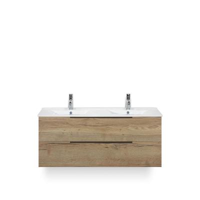 Seville Badmeubelset 120 cm - 2 laden Natuur Eiken Edge greep - Wastafel Enjoy Dubbel