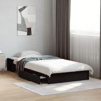 Bedframe met lades bewerkt hout zwart 90x190 cm - thumbnail