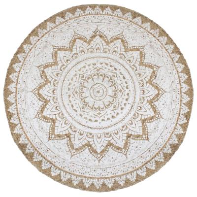 Tapijt met print rond 240 cm gevlochten jute