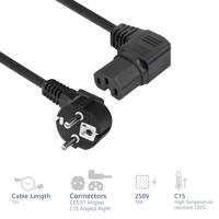 ACT Netsnoer CEE 7/7 male (haaks) - C15 (haaks rechts) IEC60320 zwart 1 m - thumbnail