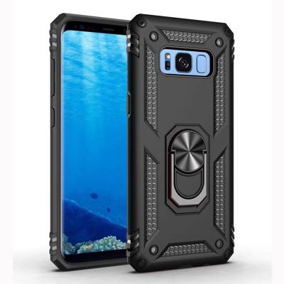 Armor schokbestendige TPU + PC beschermhoes voor Galaxy S8 Plus met 360 graden rotatie houder (zwart)