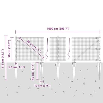 VidaXL Afrasteringspaal zilver 10 x 0,5 m (19 x 19 mm gaas) staal