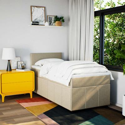 Boxspring met matras stof crèmekleurig 200x200 cm - thumbnail