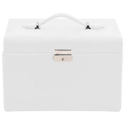 VidaXL Sieradendoosje 3laags met spiegel afsluitbaar 26x18x17,5 cm wit