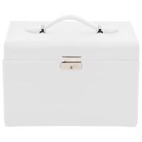 VidaXL Sieradendoosje 3laags met spiegel afsluitbaar 26x18x17,5 cm wit - thumbnail