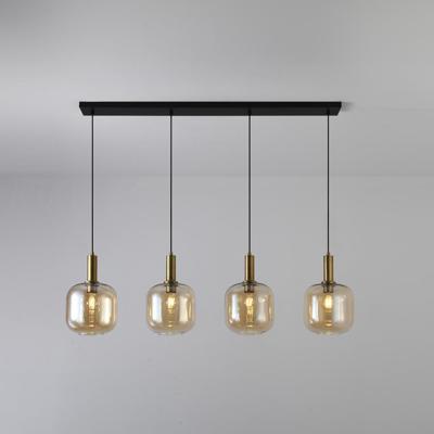 Hanglamp Xirena ambra IV - E27-fitting - Vier bollen van amberkleurig glas - Speels effect - IP20 voor binnen
